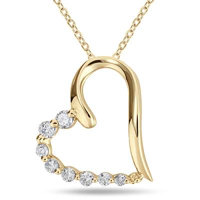 1/3 Carat TW Diamond Heart Journey Pendant in 10K Yellow Gold