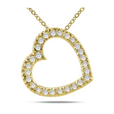 1/4 Carat TW Diamond Slide Heart Pendant in 14K Yellow Gold