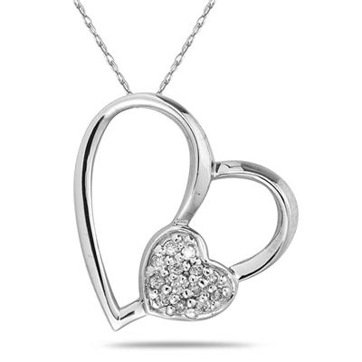 Diamond Heart Pendant in White Gold