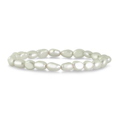 6-7MM Natural Freshwater White Pearl Stretch Bracelet