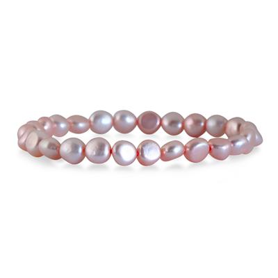 6-7MM Natural Freshwater Pink Cultured Pearl Stretch Bracelet
