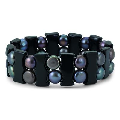 Black Freshwater Cultured Pearl and Onyx Bracelet