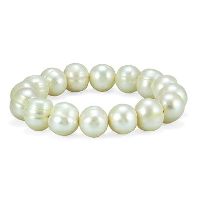 12-12.5MM White Freshwater Cultured Pearl Stretch Bracelet