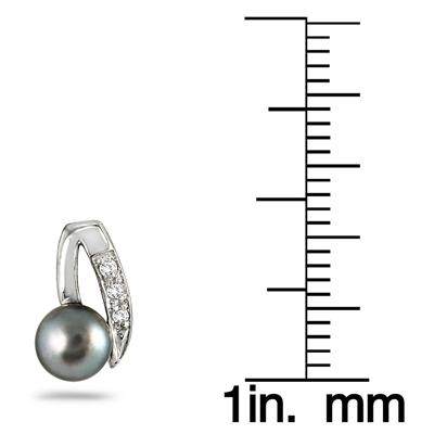 4.5-5mm Freshwater Black Cultured Pearl and Diamond Earrings in .925 Sterling Silver