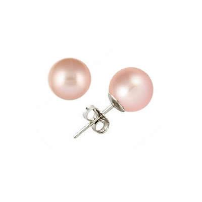 7-7.5mm Natural Freshwater Pink, White and Black Pearl Earring Set in 14k Gold