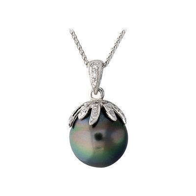 Tahitian Black Pearl and Diamond Pendant