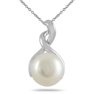 11mm Freshwater White Cultured Pearl Twist Pendant in .925 Sterling Silver