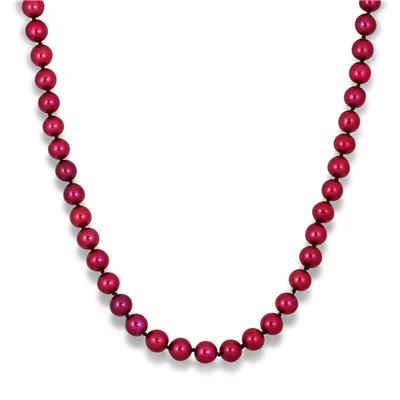 6.5-7mm Freshwater Cranberry Cultured Pearl Necklace with Sterling Silver Clasp