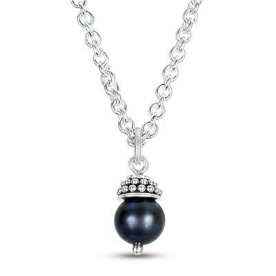 5-5.5MM Black Pearl Pendant in .925 Sterling Silver