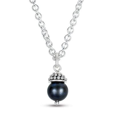 5-5.5MM Black Pearl Pendant in .925 Sterling Silver 