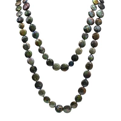 64 Inch Coin Shaped Freshwater Cultured Pearl Necklace