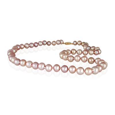 7-8.0MM Natural Freshwater Pink Pearl Necklace Strand with 14K Gold Clasp