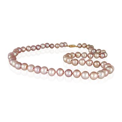 7-8.0MM Natural Freshwater Pink Pearl Necklace Strand with 14K Gold  Clasp 