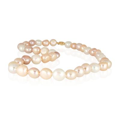10-11.0MM Natural Freshwater Multicolor Baroque Pearl Necklace Strand with 14K Gold Clasp