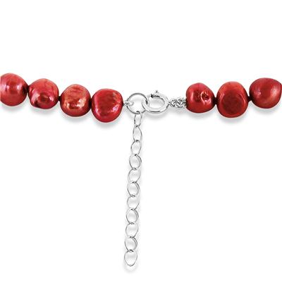 7-8MM All Natural Freshwater Cranberry Rice Cultured Pearl Jewelry Set in .925 Sterling Silver