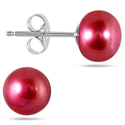 7-8MM All Natural Freshwater Cranberry Rice Cultured Pearl Jewelry Set in .925 Sterling Silver