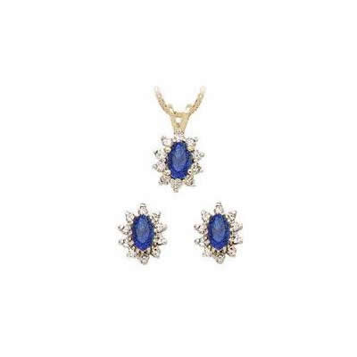 Oval Flower Sapphire and Diamond Set