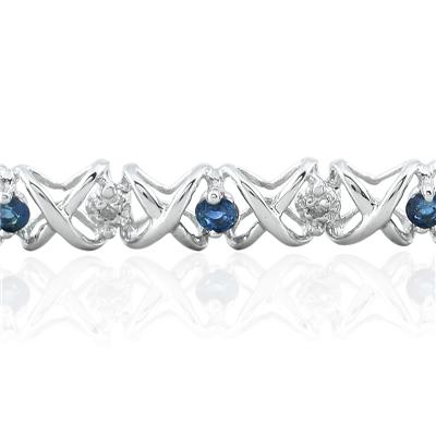 1.50 Carat TW Sapphire and Diamond X Bracelet 10K White Gold