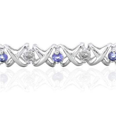 1 1/2 Carat TW Tanzanite and Diamond X Bracelet 10K White Gold