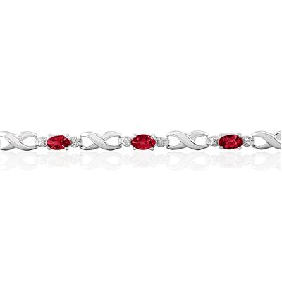 10k White Gold Ruby and Diamond Hugs and Kisses Bracelet