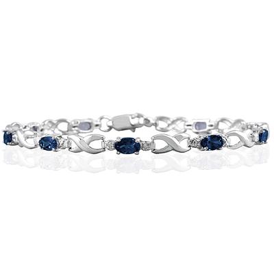 10k White Gold Sapphire and Diamond Hugs and Kisses Bracelet
