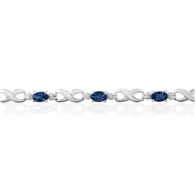 10k White Gold Sapphire and Diamond Hugs and Kisses Bracelet
