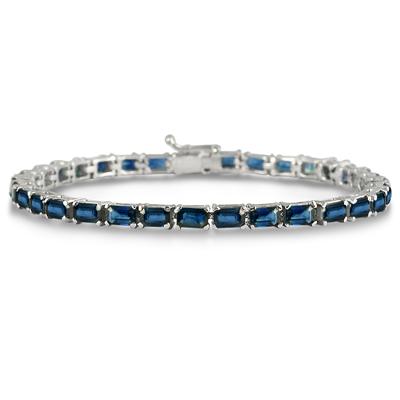 11 Carat Emerald Cut Sapphire Bracelet in .925 Sterling Silver 
