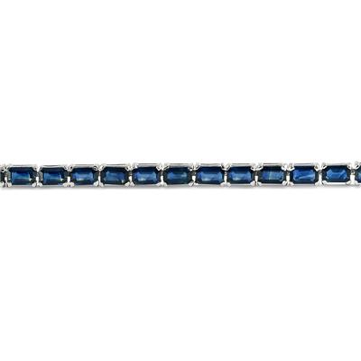 11 Carat Emerald Cut Sapphire Bracelet in .925 Sterling Silver 