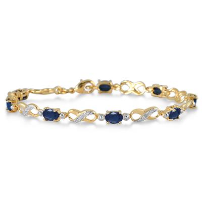 Sapphire and Diamond Bracelet in 18K Gold plated Brass