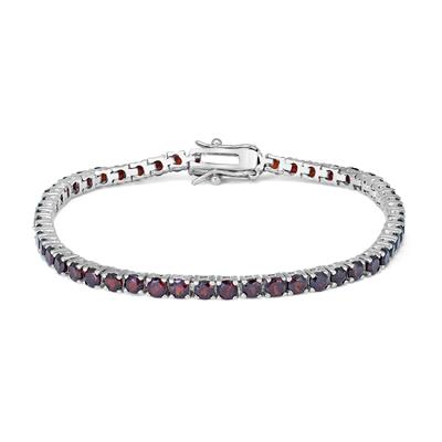 Round Garnet Tennis Bracelet in .925 Sterling Silver