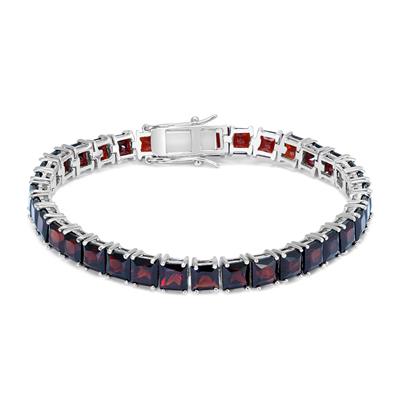 Princess Garnet Tennis Bracelet in .925 Sterling Silver