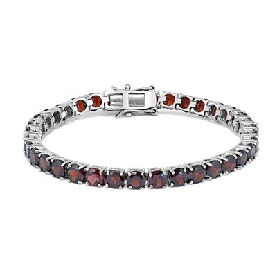 Round Garnet Tennis Bracelet in .925 Sterling Silver