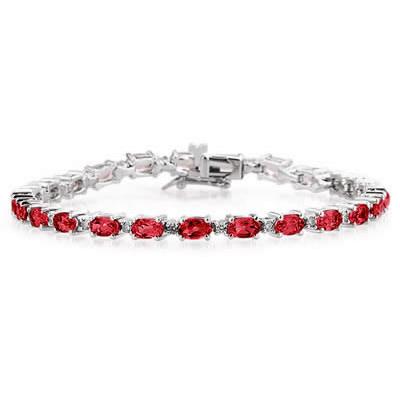 14k White Gold Diamond and Ruby Bracelet
