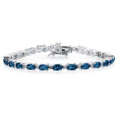 14k White Gold Diamond and  Sapphire   Bracelet