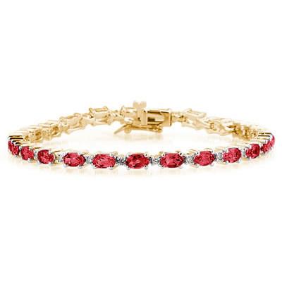 14k Yellow  Gold Diamond and  Ruby   Bracelet
