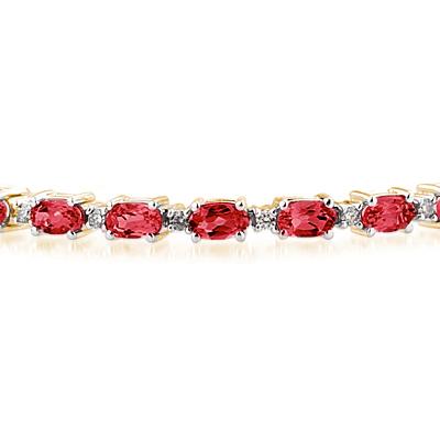 14k Yellow  Gold Diamond and  Ruby   Bracelet
