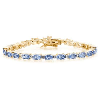 14k Yellow  Gold Diamond and  Tanzanite Bracelet