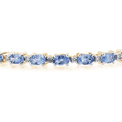 14k Yellow  Gold Diamond and  Tanzanite Bracelet