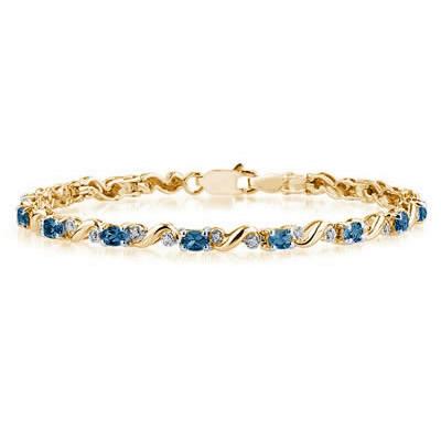 10k Yellow Gold Diamond and Sapphire Bracelet