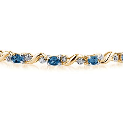 10k Yellow Gold Diamond and Sapphire Bracelet