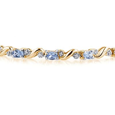 10k Yellow Gold Diamond and Tanzanite Bracelet
