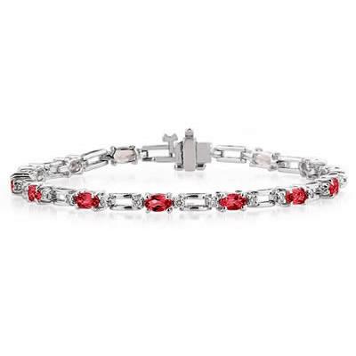 14k White Gold Diamond and Ruby Bracelet
