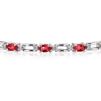 14k White Gold Diamond and Ruby Bracelet