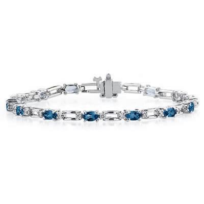 14k White Gold Diamond and  Sapphire   Bracelet
