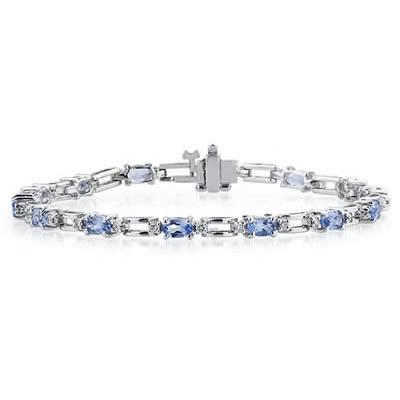 14k White Gold Diamond and  Tanzanite   Bracelet
