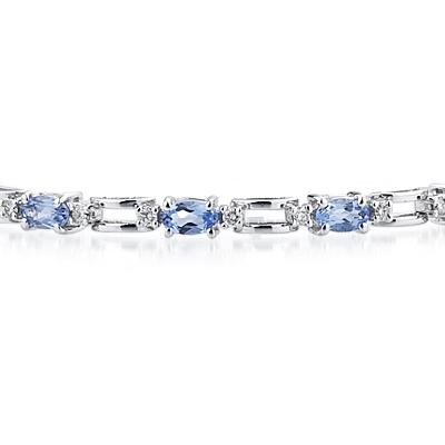 14k White Gold Diamond and  Tanzanite   Bracelet