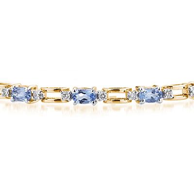 14k Yellow Gold Diamond and  Tanzanite   Bracelet