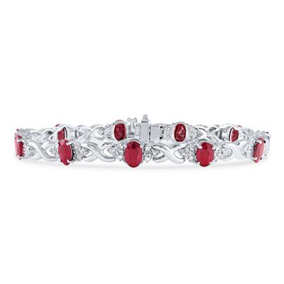 14k White Gold Diamond and Ruby Bracelet