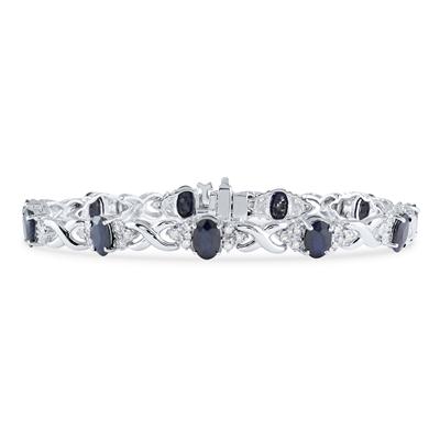 14k White Gold Diamond and Sapphire Bracelet