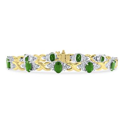 14k Yellow Gold Diamond and Emerald Bracelet